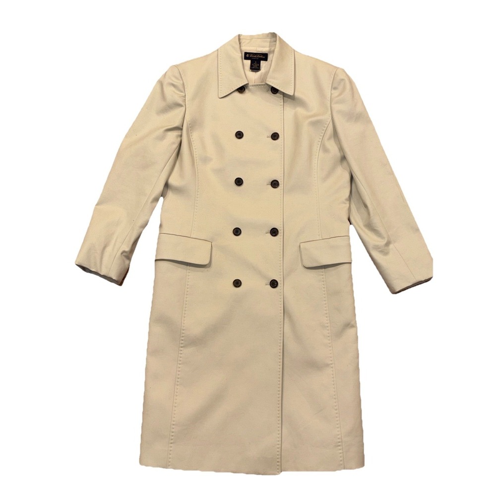 Brooks Brothers Double Breasted Trench Coat Tan Cotton Spandex Women's Size 12